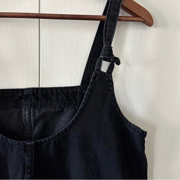 MNG by Mango Black Denim Overall Dress Size Small - Picture 8 of 10